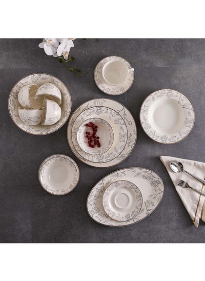 اشتري Beatrice 32-Piece New Bone China Dinner Set Serves 6 - Floral Gold في الامارات