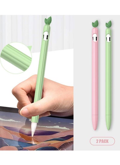 اشتري iPencil Case 2 Pack Sleeve C ute Fruit Design Silicone Soft Protective Cover Accessories Compatible with Apple Pencil 1st Generation Peach+Avcocado في الامارات