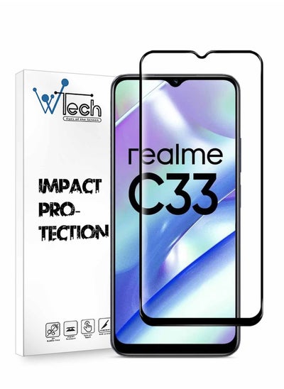 اشتري واقي شاشة زجاجي مقوى فاخر E2E كامل السطح ولصق كامل لشاشة Realme C33 4G 2022 شفاف في الامارات