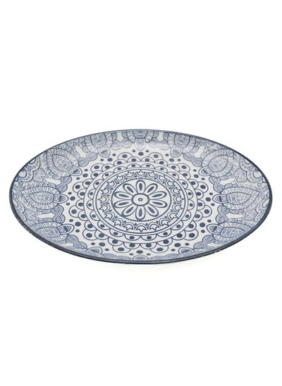 Buy Akdc Ceramic Dessert Arabisc Plate Ideal For Rice, Soup, Salad, Pasta With Tradational Classic Arabic Texture Designed Flat Round Shaped Kitchenware Dining Tableware 8" Oval Plate in UAE