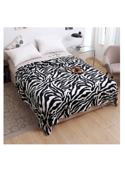 Buy LUNA HOME Fleece Blanket 200*230cm Super Soft Throw Black and White Zebra Design. in UAE