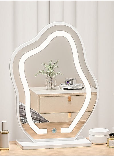 Buy Illuminated irregular makeup mirror in the shape of a cloud with 3 lighting modes for the bedroom in Saudi Arabia