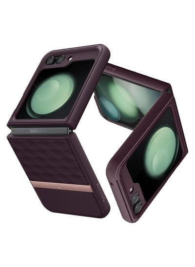 اشتري Caseology Parallax 3D ergonomic pattern Protective Case Compatible with Samsung Galaxy Z Flip 5 Case (2023) - Burgundy في الامارات