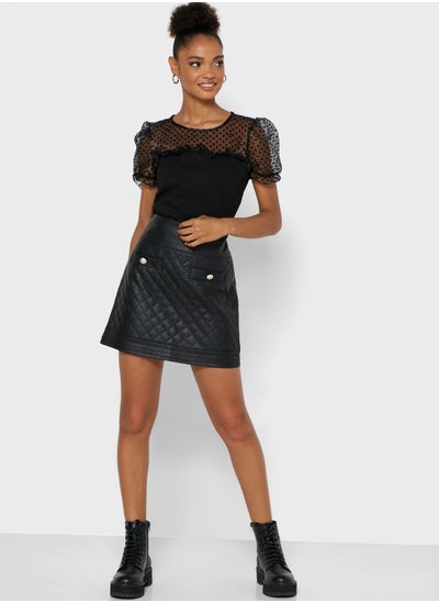 Buy Quilted Faux Leather Mini Skirt in Saudi Arabia