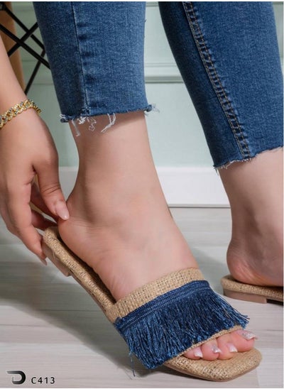 اشتري High Quality Burlap Slipper- BLUE في مصر