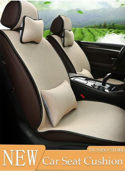 اشتري 1pcs Auto Breathable Universal Four Seasons Front Car Seat Covers Luxury Include Front Car Seat Protector Lumbar Pillow and Neck Pillow Compatible with 95% Vehicle Fit for Cars Truck SUV or Vans في الامارات