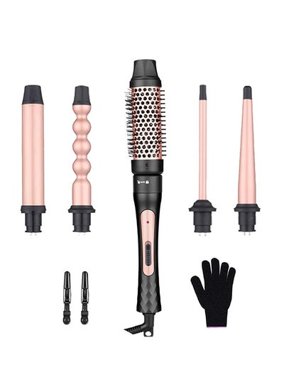 Buy Curling Wand Set, 5 in 1 Curling Iron Set with 5 Interchangeable Curling Wand Ceramic Barrel(9-32mm), with Temperature Adjustment and Heat Up, Hair Curler Include Heat Resistant Glove (F) in UAE