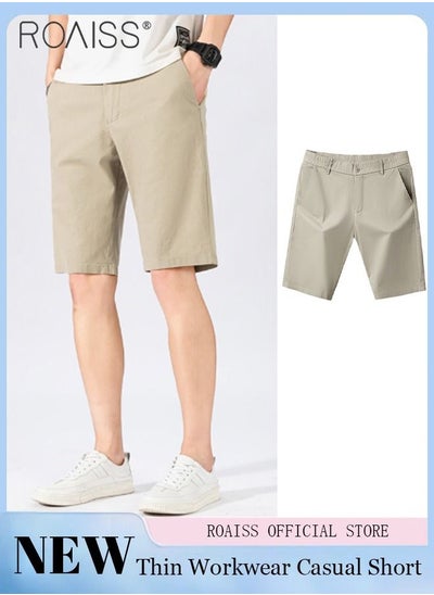 Buy Men's Shorts Comfortable Cotton Stretch Mid Rise Plus Size Business Camping Short in UAE