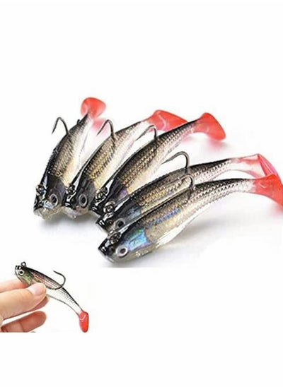 اشتري Fishing Lure Set 8 cm Soft Bait Head Sea Fish Lures Fishing Tackle Sharp Treble Hook T Tail Artificial Bait,Lifelike Bass Fishing Lure for Saltwater and Freshwater-5PCS في السعودية