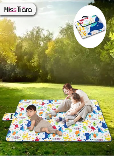 اشتري Machine Washable Outdoor Folding Portable Picnic Mat Moisture-Proof Pad Three-Layer Material Waterproof and Moisture-Proof Suitable for Baby Crawling في الامارات