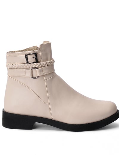 Buy Ankle Boots With Accessories G-13 Leather - Beige in Egypt