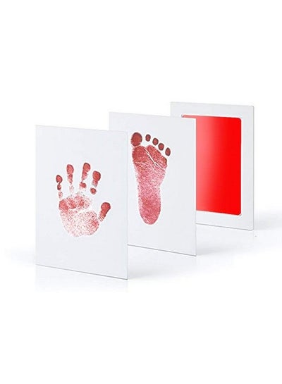 Buy Safe Inkless Baby Handprint And Baby Footprint Ink Pad With Imprint Cards 100% Nontoxic & Mess Free Safe For Newborn Baby And Toddlers (Red 612 Months) in UAE