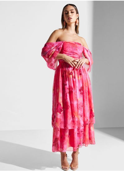 Buy Floral Ruffle Detail Dress in Saudi Arabia