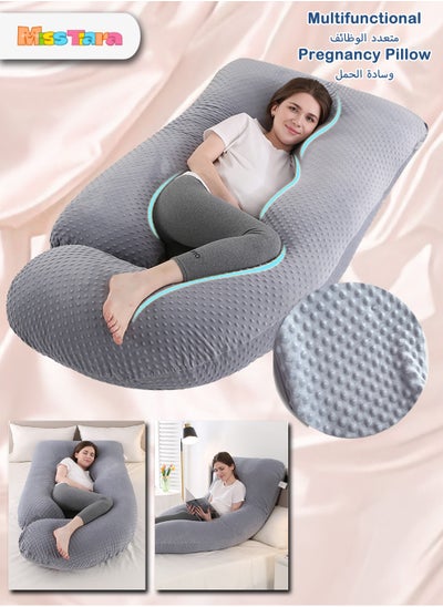 Buy U Shaped Full Body Pillow for Pregnancy Sleeping Support, Maternity Pillow for Pregnant Women Back, Hips, Legs, Belly, with Removable Velvet Cover 170x90x65 CM in UAE