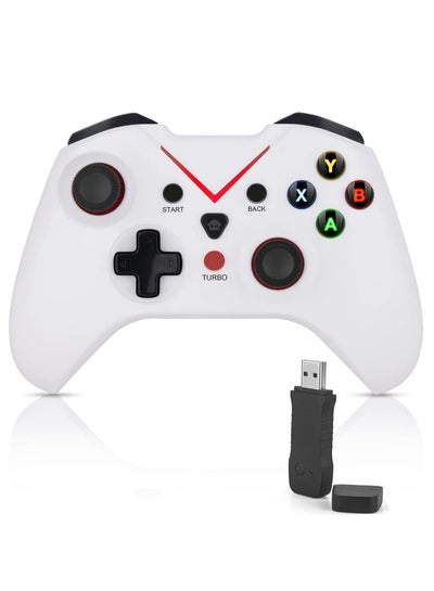 Buy Wireless Xbox One Controller, PC Game Wireless X-box one Controller, 2.4GHZ Wireless Game Controller Compatible with X-ONE, X-ONE X, PS3, PC, PC360 Platforms Etc, with Built-in Dual Vibration, White in UAE
