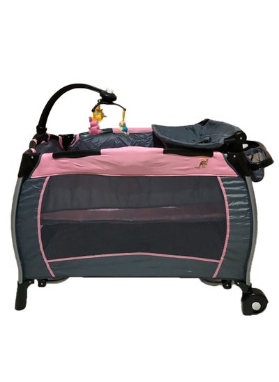 Buy Travel bed Portable Play Yard Multi Dots Bed,Mosquito Net,toys,changing table_pink in Egypt