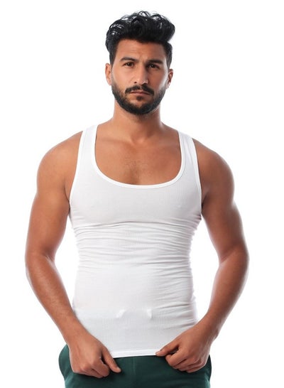 Buy Sleeveless Solid Men Undershirt - White in Egypt