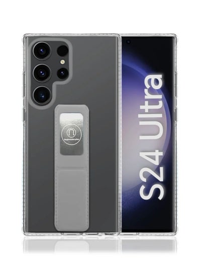 Buy Case Cover For Samsung Galaxy S24 Ultra With Magnetic Hand Grip 3 in 1 Clear / Grey in Saudi Arabia