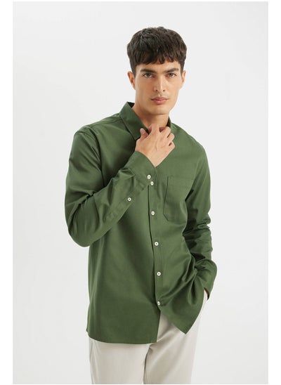 اشتري Man Woven Regular Fit Polo Neck Long Sleeve Shirt في مصر