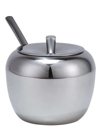 Buy Sugar Bowl with Lids and Spoon Large Stainless Steel Sugar Pot Seasoning Jar in Apple Shape for Home Kitchen 11oz 325ml in Saudi Arabia