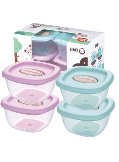Buy 4-Piece Baby Food Storage Container Sealed and Leak-proof with Measuring Scale for Fruit, Puree, Yogurt in Saudi Arabia