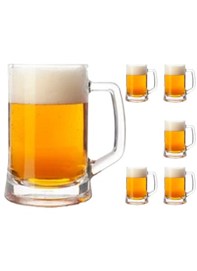 Buy Beer Mugs Set of 6 for Men 17 oz (500 ml), Beer Mugs for Freezer, Glass with Handle for Drinking. Pub Drinking Mugs Stein Gift for Man in UAE