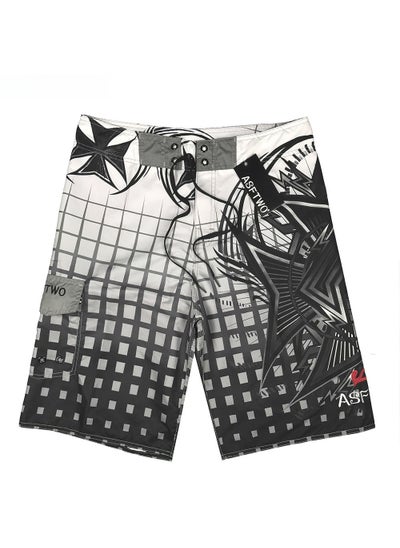 اشتري Plaid Five-Point Shorts Grey في الامارات