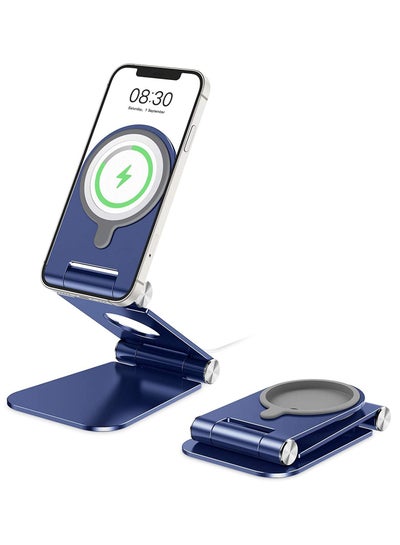 اشتري حامل شاحن MagSafe ، حامل هاتف محمول من الألومنيوم قابل للطي لشاحن Magsafe متوافق مع iPhone 12/12 Pro / 12 Mini / 12 Pro Max ، شاحن MagSafe غير مرفق ، أزرق في مصر