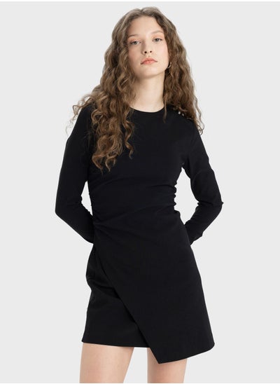 اشتري Boat Collar Mini Short Sleeve Knitted Dress في الامارات