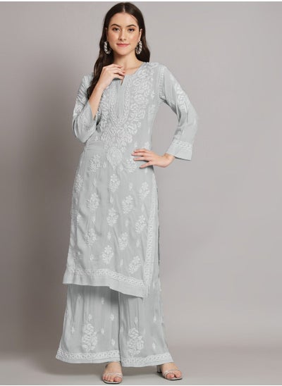 اشتري Hand embroidered chikan modal straight kurta palazzos AL3668 في الامارات