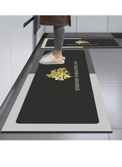 اشتري 2 PCS Kitchen Floor Mats Rugs Set, Cushion Floor Carpet, Waterproof, Oil Resistant and Anti-Fatigue PU Standing Mat for Kitchen, Floor, Office, Sink, Laundry 40*60CM+40*180CM في السعودية