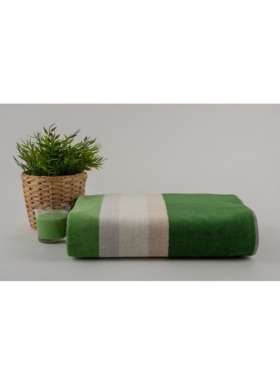 Buy Towel Cross Stripe 500 Gsm 100% Cotton Terry -Cross Stripe Design1 Hand  50X90 CmLuxury Touch Extra Absorbent-Green in UAE