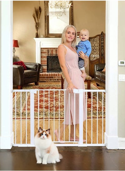 Buy Auto Close Safety Baby Gate No Drilling, Extra Wide Baby Gate 76-83cm+63CM Extension for 139-146cm Stairs Safety Gate, Indoor Safety Gates for Dog Gate Pet Fence in Saudi Arabia