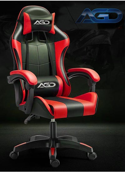 Buy AGD High Back Gaming Chair, Adjustable Faux Leather Computer Chair, Ergonomic Design Lumbar Support with Ergonomic Headrest and Armrest (red) in Saudi Arabia