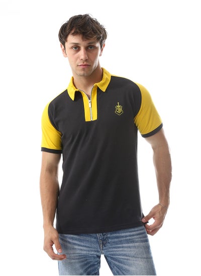 اشتري Embroidered Pique Polo Shirt With Classic Collar And Zipper في مصر