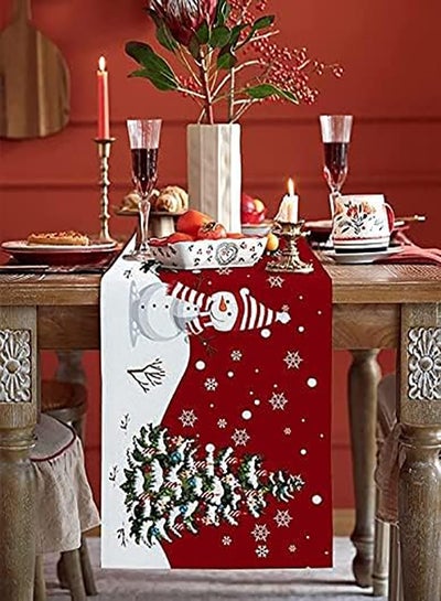 اشتري Christmas Table Runner, Xmas Tree Elk Checkered Dining Table Runner Dresser Scarves,Snowflake Merry Christmas Farmhouse Home Decor for Coffee Table Wedding Party Banquet (13x72Inches) في الامارات