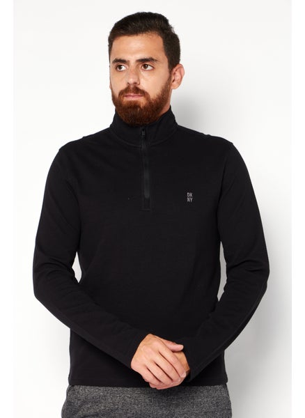 اشتري Men High Neck Textured Long Sleeves Sweatshirt, Black في الامارات