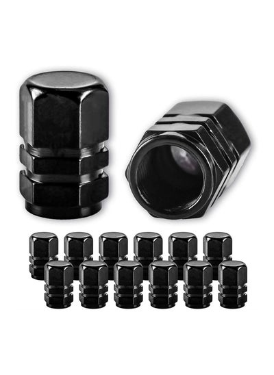 اشتري Stem Caps Cover, SYOSI Car Tire Valve Caps, 12Pcs Air Universal for Cars, SUVs, Bike, Trucks and Motorcycles Black في الامارات