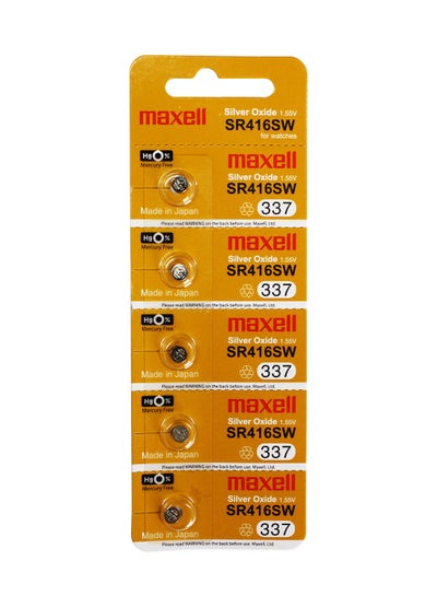Buy 5-Pieces Maxell SR416SW / 337 Silver Oxide 1.55V (maxell) Japan Batteries in UAE