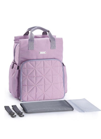 اشتري Diaper Bag Backpack Multi-Function Waterproof Large Capacity Nappy Bags for Baby Care Travel With Stroller Strap Machine Washable Purple في الامارات