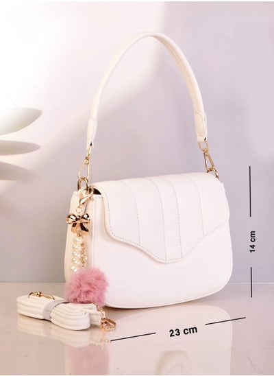 Buy White Leather Handbag & Crossbody Bag with handle in Egypt