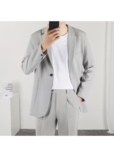 اشتري Korean Style Casual Suit Set for Men Light gray في الامارات