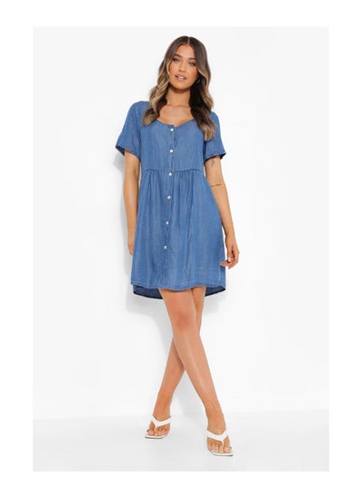 Buy Buttoned Chambray Summer Dress in UAE