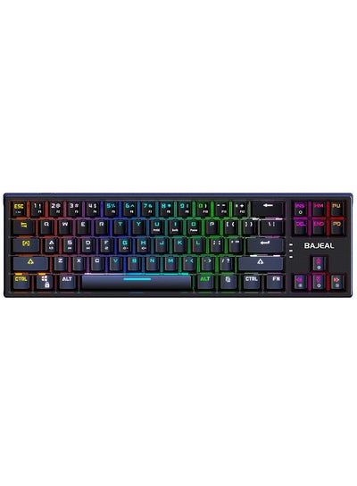 اشتري K71 Wired Mechanical Keyboard 71 Keys Gaming Keyboard with RGB Light Effect Blue Switch Detachable Data Cable Black في الامارات