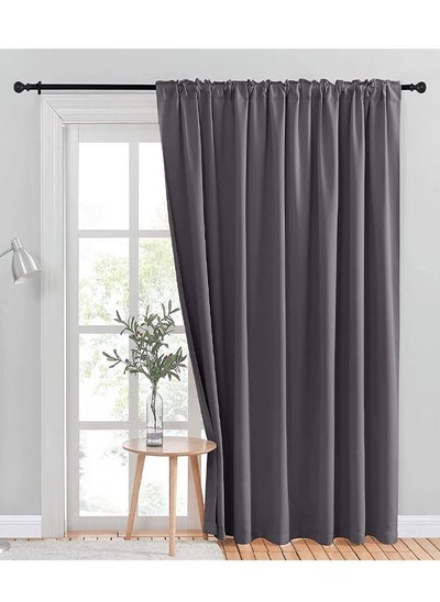 اشتري Room Divider Blackout Thermal Insulated Wide Curtain for Bedroom Dining Studio Office Grey 200x240cm في السعودية