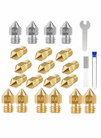 Buy 26 PCS 3D Printer Nozzles Cleaning Kit, MK8 3D Printer Extruder Nozzles Compatible with Creality Ender 3 pro-Ender 5 pro-CR 10 and so on Band Cleaning Needles, 3D Printer Nozzle Wrench in UAE