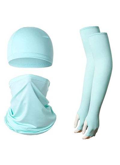 اشتري Summer Bandana UV Protection Face Cover Neck Gaiter Scarf and Ice Silk Cooling Arm Sleeves with Thumb Holes Sleeve Cap في السعودية