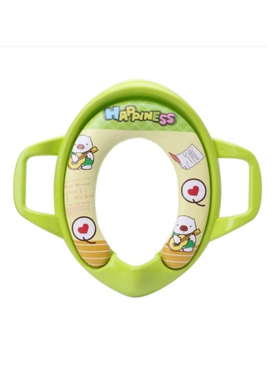 اشتري Star Babies Baby Toilet Seat Non- Slip Potty Trainer, Toilet Trainer Seat Portable with Handle-Green في الامارات