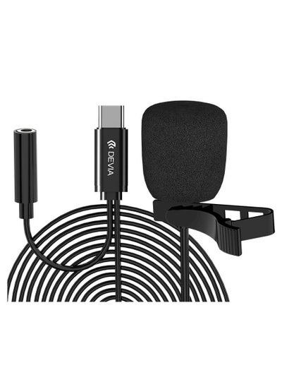 Buy Devia EM604 Smart Series Wired Microphone with Type-C input and 3.5mm additional input - 1.5m - Black in Egypt