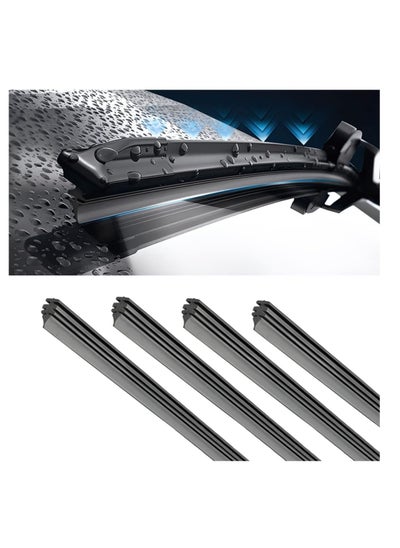 اشتري 4 Pieces Windshield Wiper Blades Refills DIY Adjustable Car Windscreen Wiper Rubber Strip Frameless Window Boneless Insert Silicone Strips Auto Universal Accessories for Most Vehicles (16 Inches) في الامارات